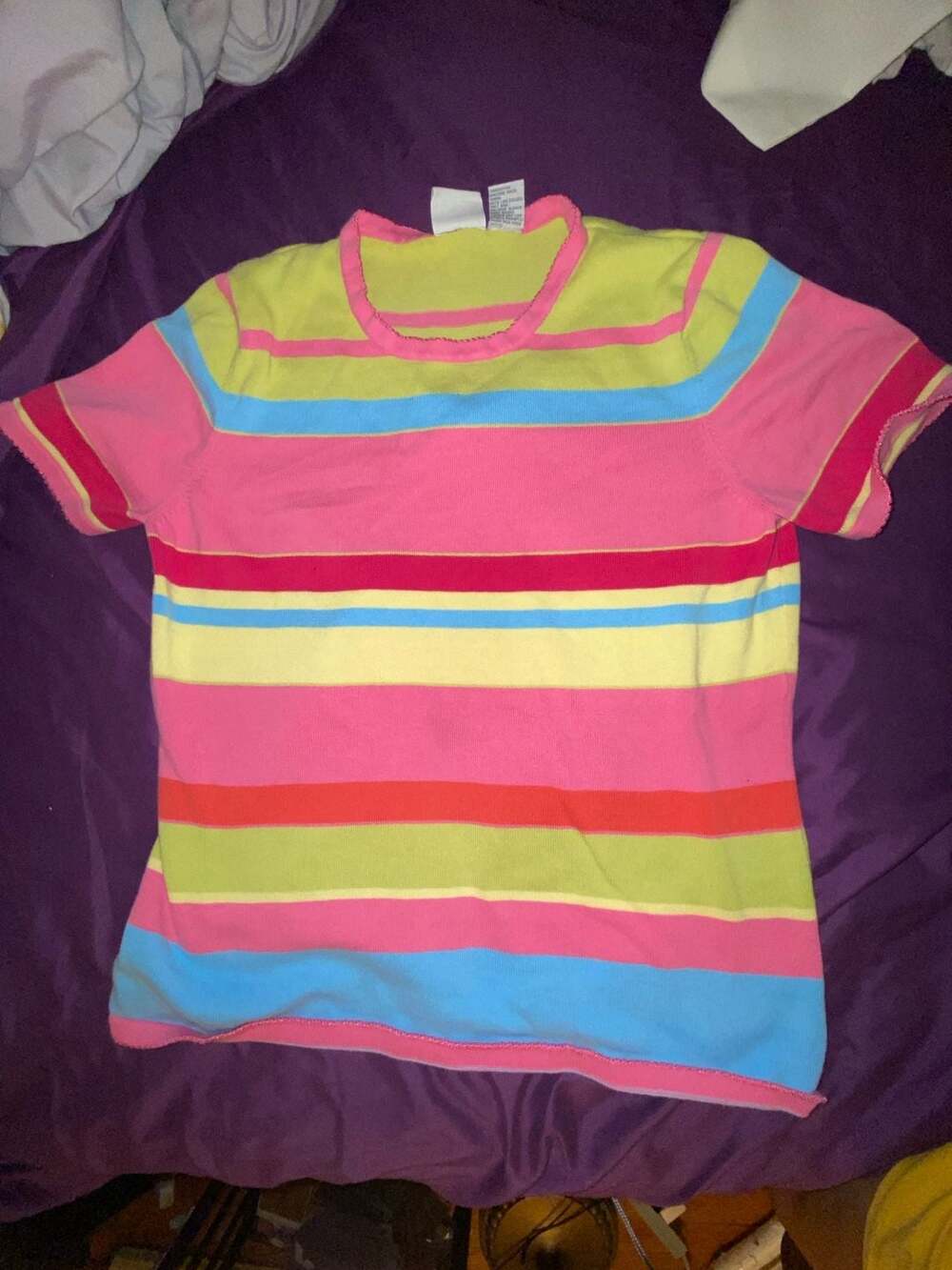 Field Gear Vintage Multi-Color Striped Short Sleeve Cotton T-Shirt Size M